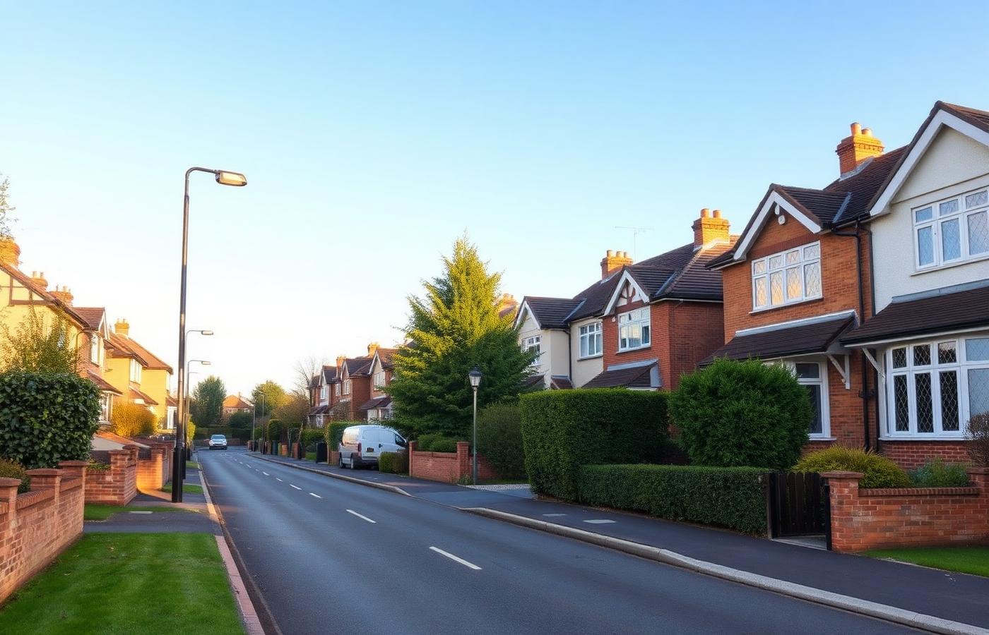 Suburban Surrey street of 1930s semi-detached houses near Banstead